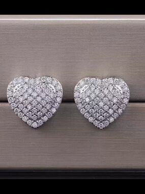 Affordable Fashion Finds Sparkling Silver Heart Pave Stud Earrings